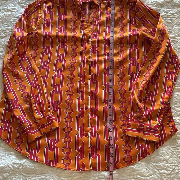 Maison d’Amelie Paris Women’s Retro Chains Silky Long Sleeve Button Up Blouse M - Picture 8 of 10